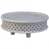 Bristol Carved Legs Round Coffee Table White 80cm
